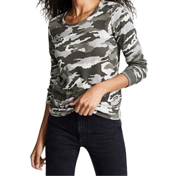 Chaser Tops - Chaser Cozy Pullover Top Sweater Grey Camo Size Large NWT